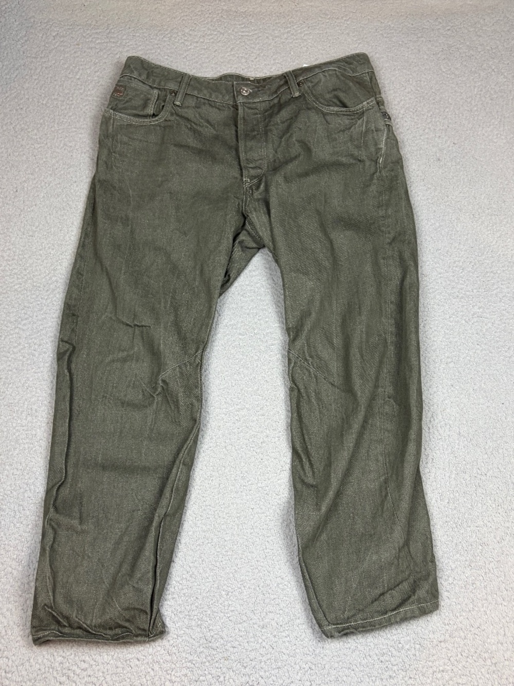 G-Star RAW Jeans Men’s Size 34x26 Olive Green Tapered Zipper Pockets Casual